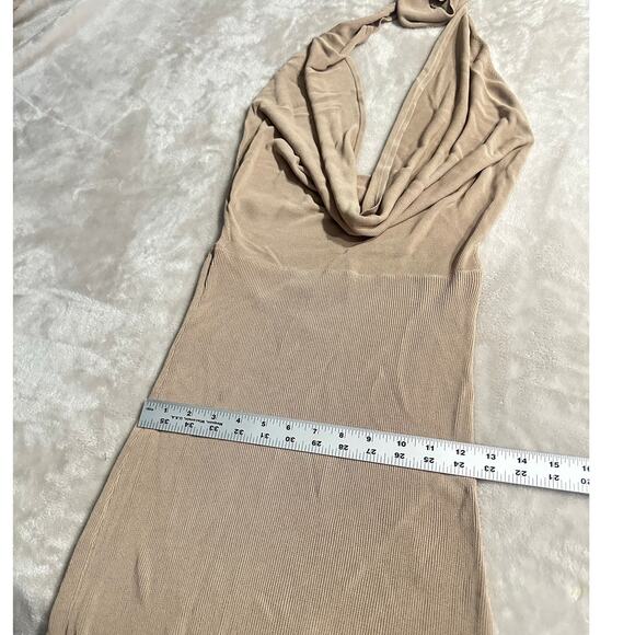 Aya Muse Tipo Mini Dress Women's Small Beige Cowl Neck Open Back Halter $650 - Picture 9 of 11